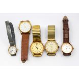 A small group of watches to include: a Yeoman 15 jewel lever, shock proof gold plated wristwatch,