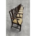 A set of eight George III mahogany Chippendale style dining chairs to include two carvers with