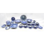 A collection of blue and white Copeland Spode porcelain dinner and tea wares, fruit bowls, plates,