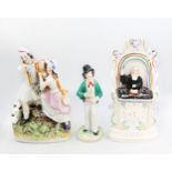 A Victorian Staffordshire double sided figure of Gin & Water, along with a figure of a man, woman