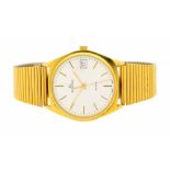 Garrard- a gentleman's vintage plated quartz wristwatch, comprising a signed silvered dial with