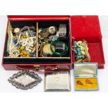 A collection of costume jewellery to include a Victorian style silver engraved bangle, width