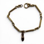 A precious yellow metal trombone link bracelet, assembled from components of an Albert watch
