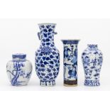 A collection of blue and white 19th Century Chinese/Japanese porcelain vases and pot puri vase