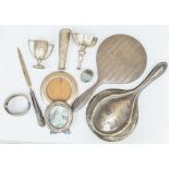 A collection of weighable silver to include two hand mirrors, combined total gross weight approx