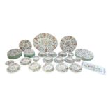 Large Minton Haddon Hall dinner service including plates, cups with saucers, dishes etc.
