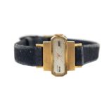 Longines - a ladies vintage 18ct gold wristwatch, comprising a rectangular silvered dial with