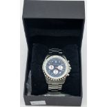 A gents steel cased 'Spirit of Concorde' chronograph wristwatch comprising a blue dial with silvered