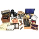 A mixed collectors lot containing a mid 20th Century steam engine, WWII period aviator goggles,