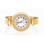 An early 20th century Minoo and Dinshaw Lucknow India gents yellow metal chronometer wristwatch,