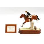 Royal Worcester porcelain figurine of 'Stroller' being ridden by Marion Coakes, c.1970, on a