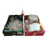 A collection of mixed glassware to include: a set of six pink Luminarc French wine glasses; a