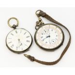 Two early 20th century silver cased pocket watches, including an Excelsior Chronograph, within a