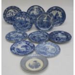 An early 19th century Wedgwood Blue Claude pattern transfer decorated 25cm plate, together with a