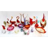 Collection of Studio Art vintage glass wares, including sculptures/vases etc, with Murano, green