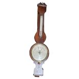 A 19th century mahogany cased banjo wall hanging Aneroid barometer