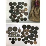Collection of older British Coins including George III Crowns, American 1857 Quarter Dollar,