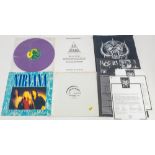 2 x small vintage cases of 45s / 7 inch records. One large bag of 7 inch vintage sleeves, and a