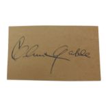 Clark Gable a signed piece of card . Genuine Autograph signed in ink pen. William Clark Gable, known