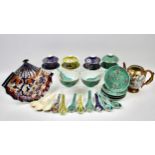 Collection of Oriental Ceramic items, comprising spoons, Imari fan shaped dish, bowls and covers,