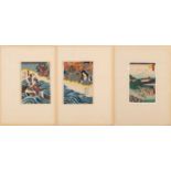 (R) GROUP OF THREE JAPANESE WOODBLOCK PRINTS , JAPAN, 19TH CENTURY