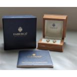 FABERGE 18ct GOLD ENAMELLED DIAMOND EARRINGS BOXED WITH COA