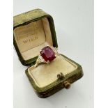 APPROX. 2.00ct RUBY RING SET IN GOLD VERMEIL APPROX. RING SIZE O
