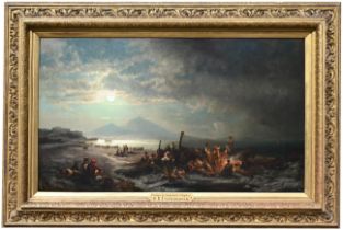 Franz Unterberger (1837-1902) "Naples" 39 x 67 in.