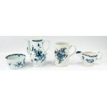 Ceramics: a Worcester blue and white coffee pot, c.1765, painted with the Feather-Mould Floral