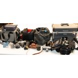 Photography: a Panasonic WS1 video camera with accessories, cased; a Canon FTb; a Zorki 4 camera;