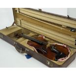 An antique French violin by Didier Nicolas l'aîné, 19th century, triangular stamp to the interior,