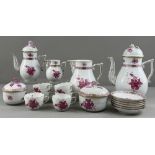 A Herend tea and coffee service, modern, decorated in the Purple Apponyi pattern in puce enamel with