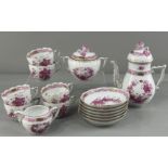 A Herend tea service, modern, painted in the Purple Indian Basket pattern, with flowering branches