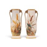 A pair of Royal Worcester vases, date codes for 1881, one painted with a kingfisher perched on