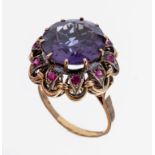 14 kt Gold Ring, 1950er Jahre, RG 585/000, mittig erhaben