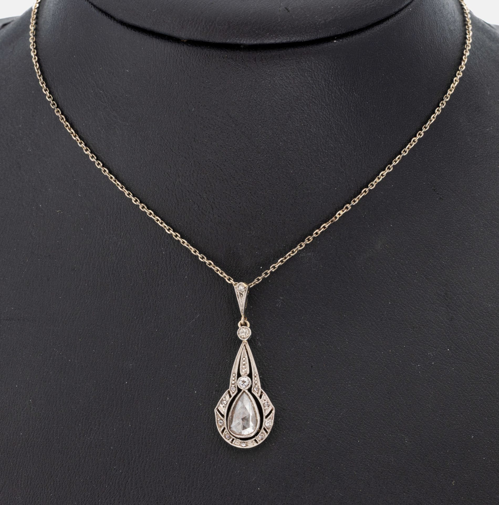 14 kt Gold Diamant-Anhänger, um 1920, WG 585/000