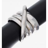 18 kt Gold Ring, WG 750/000, gekreuztes Design, RW 51, ca.