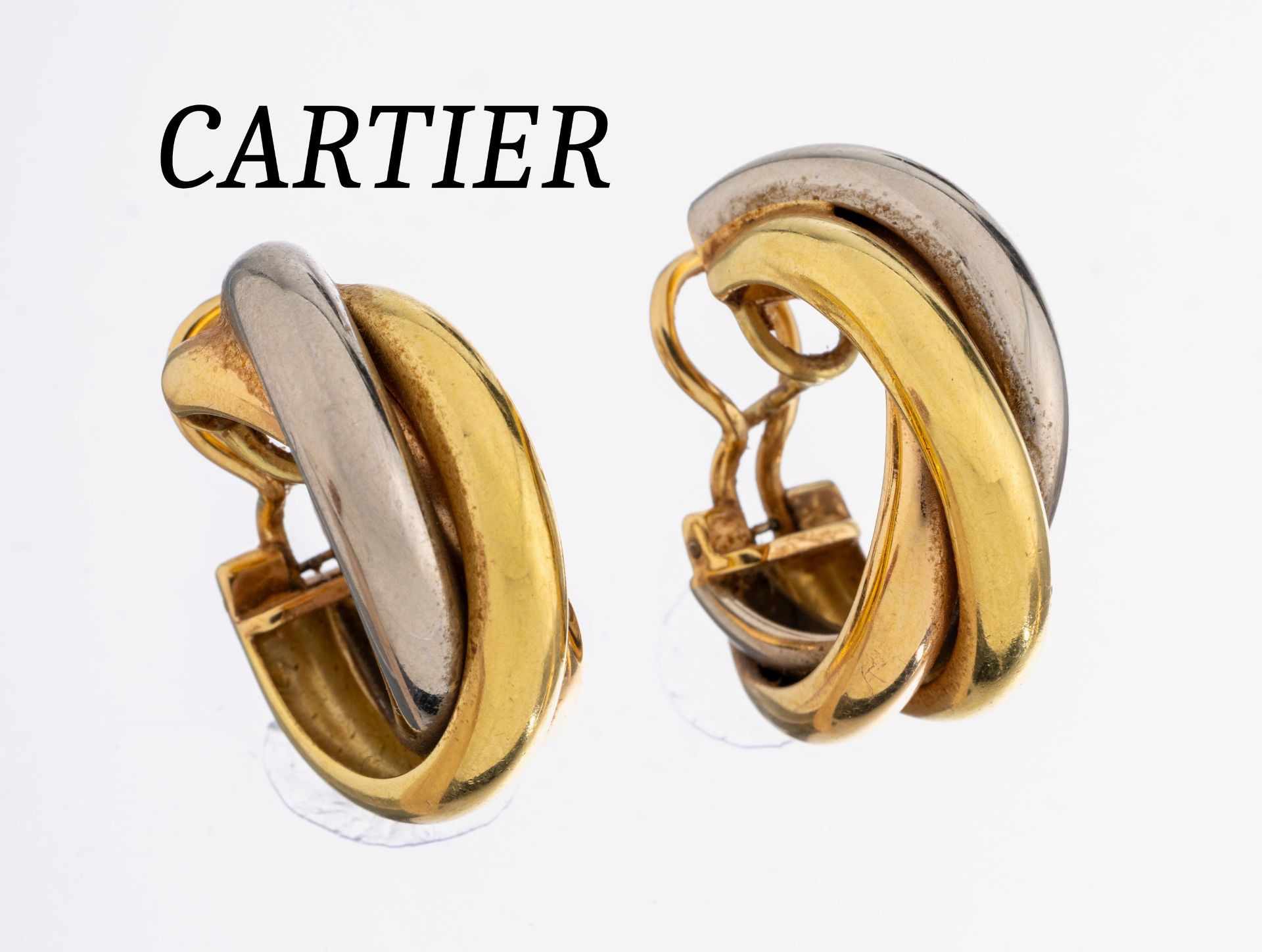 Paar 18 kt Gold CARTIER Ohrstecker, GG/WG 750/000, Model