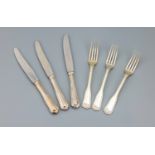 24 tlg. Besteck, 800er Silber, best. aus: 12 Menuegabeln