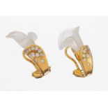 Paar 18 kt Gold Bergkristall-Brillant- Ohrclips, GG