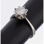 14 kt Gold Brillant-Ring, WG 585/000, Brillant ca. 0.99 ct