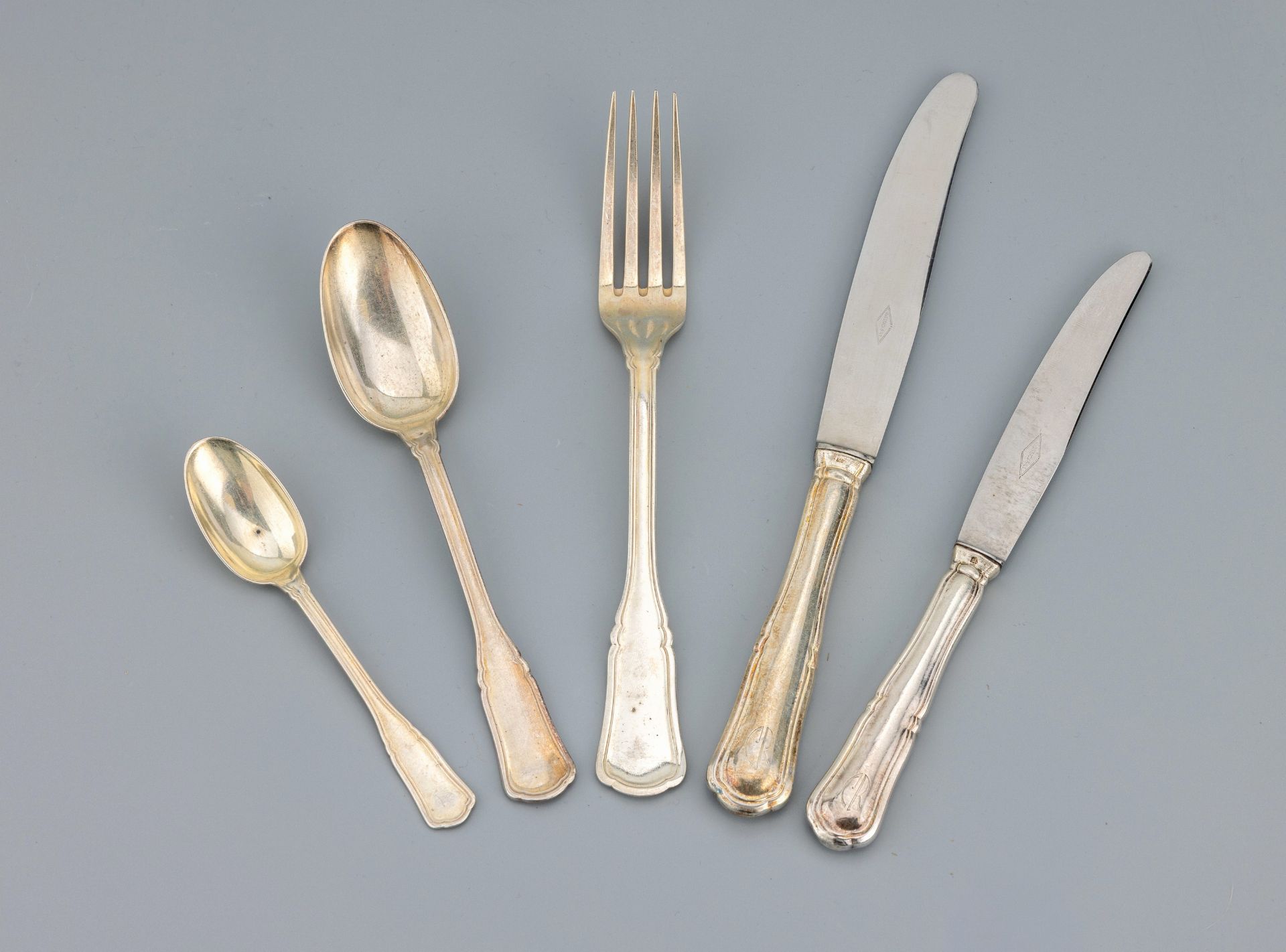 42-tlg. Besteck, 800er Silber, best. aus: 6Menuemesser, 6