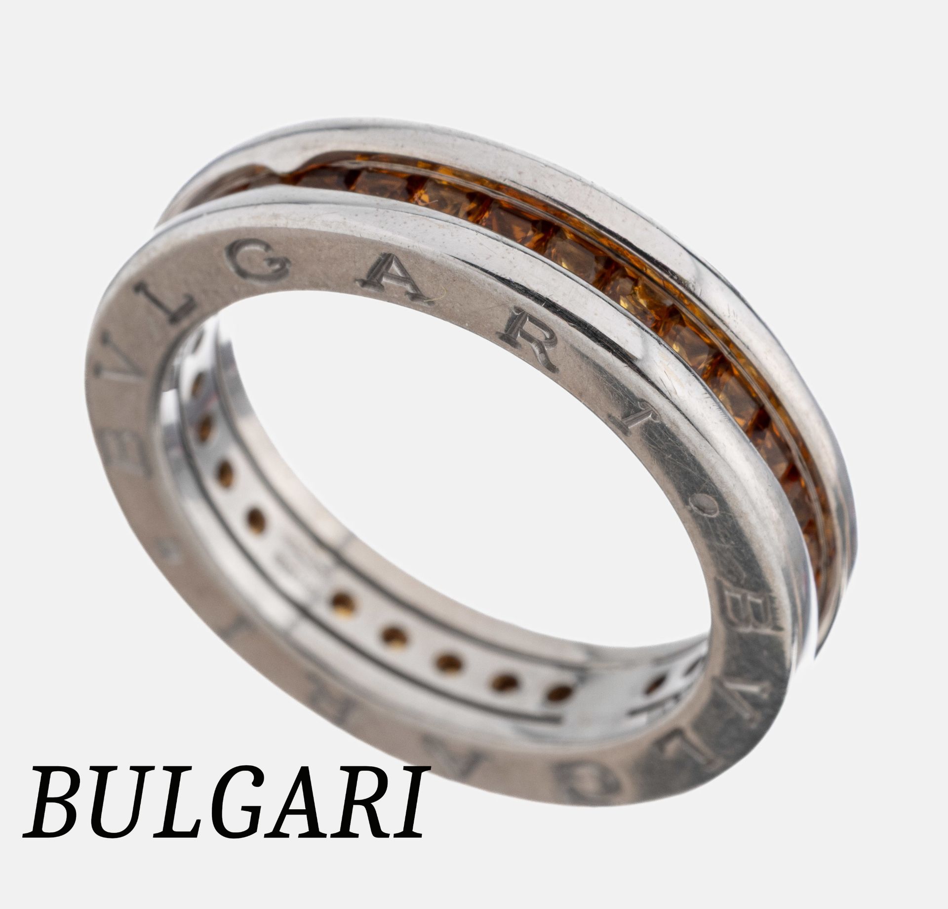 18 kt Gold BULGARI Citrin-Memoryring, WG 750/000, Citrine