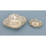 Konvolut 2 Anbietschalen, Hanau um 1890-1900, 1 x 800er