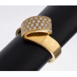 18 kt Gold Brillant-Ring, GG 750/000 gepr.,geschwungene
