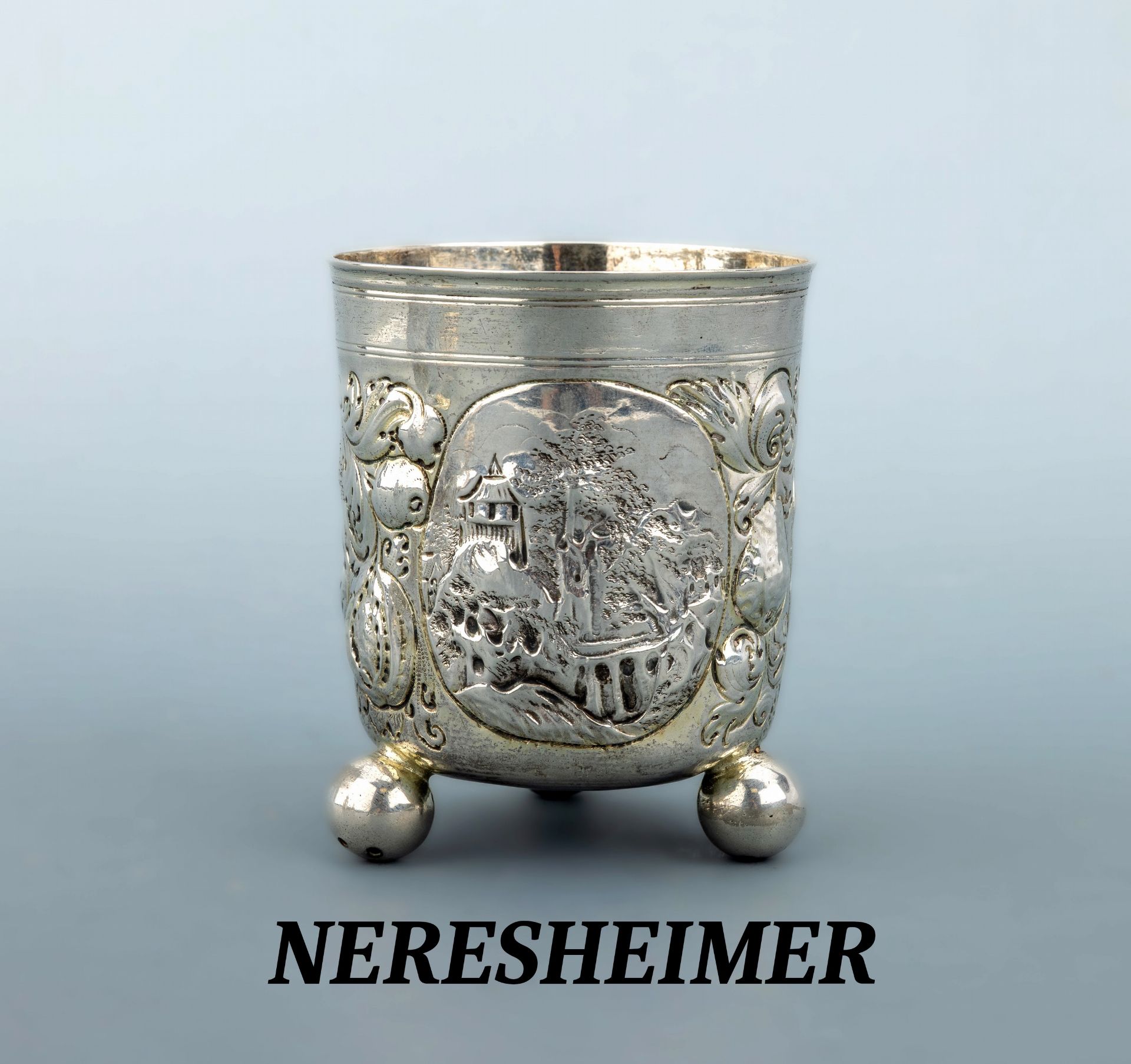 Kugelfußbecher, Hanau um 1880-1900, im Stildes Barock,