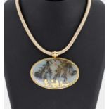 18 kt Gold Achat-Brillant-Anhänger, GG 750/000,