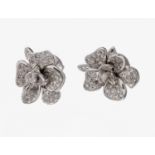 Paar 14 kt Gold Brillant-Ohrstecker, WG 585/000, in Form