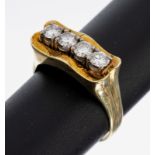 14 kt Gold Brillant-Ring, GG/WG 585/000, 4 in WG gefasste