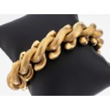 14 kt Gold Armband, GG 585/000, z.T. strukt. und pol.,